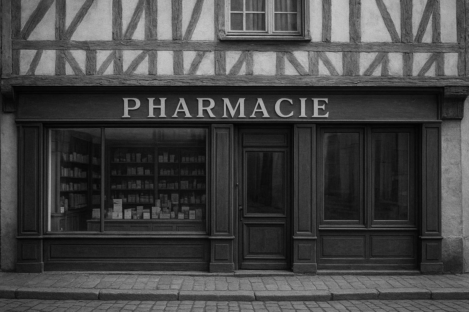 Façade de la pharmacie au 56 rue Carnot, La Flèche.